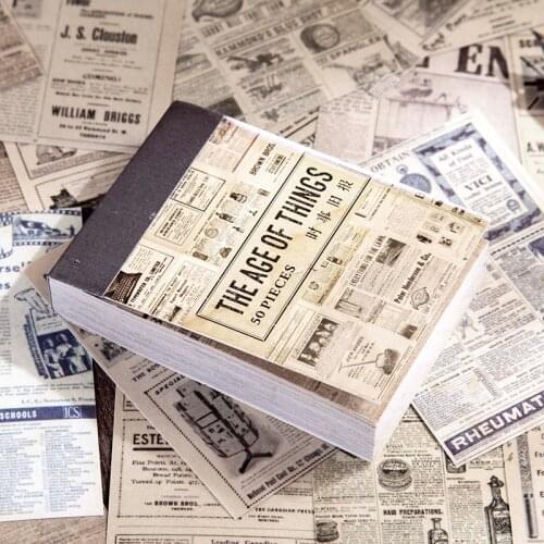 50Pcs/Lot The Age Of Things Series Material Paper Junk Journal Planner Scrapbooking Vintage Decorative DIY Craft Paper