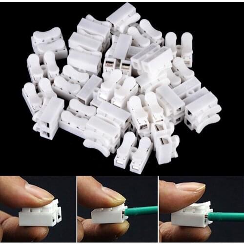 50pcs Cable Wire 2pin Connector Quick Connection Terminal Press Cable Splice Household Quick Electrical Cable Connector Tool