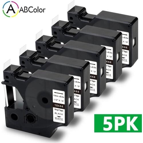 5PK Compatible 18444 Label For DYMO 18444 Rhino IND Vinyl Labels Tape for DYMO Rhino 4200 DYMO Rhino 5200 5000 6000 Label Maker