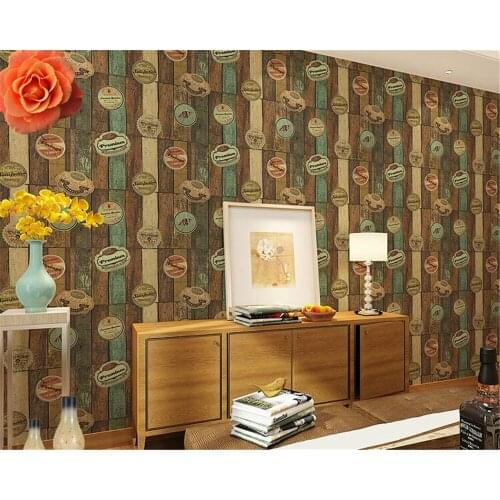 Beibehang American Wooden 3d Wallpapers Retro Wooden Cafe Wallpaper Walls Nostalgic Letters Bar papel de parede papier peint