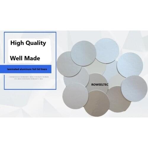 For induction sealing 3000pcs 86mm plastic laminated aluminum foil lid liners PET/PE material