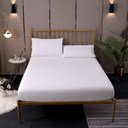 Home Anti-Slip Mattress Protector Cover Solid Color Fully Wrapped Fitted Bed Sheet with Elastic For Adult Twin Full Queen King