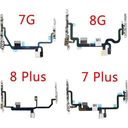 5pcs/lot Power On OFF Switch Control with Metal Flex Cable For iPhone 7 8 Plus 5.5'' Volume Button Flex Replacement