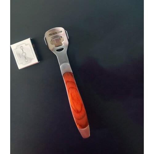 1Pc Wooden Handle Leather Thinning Leathercraft Skiving Tool Professional Shovel Leather Knife with 10Pcs Stainless Steel Blades