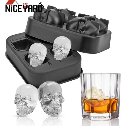 NICEYARD Ice Cream DIY Tool 3D Skull Shape Silicone Mold Chocolate Mould Whiskey Wine Cocktail Ice Cube Ice Cube Maker