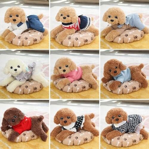 High Quality Lifelike Animals Simulation Teddy Dog Stuffed Toys Dressed Up Puppy Dolls Car/Home/Office Decoration 35/55CM