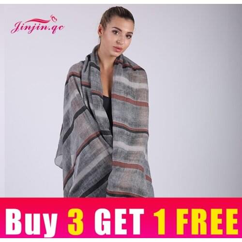 Jinjin.QC Women Striped Scarf Men Scarves And Wraps Autumn Warm Pashmina Winter Unisex Bandana Lady Jersey Hijab Drop shipping