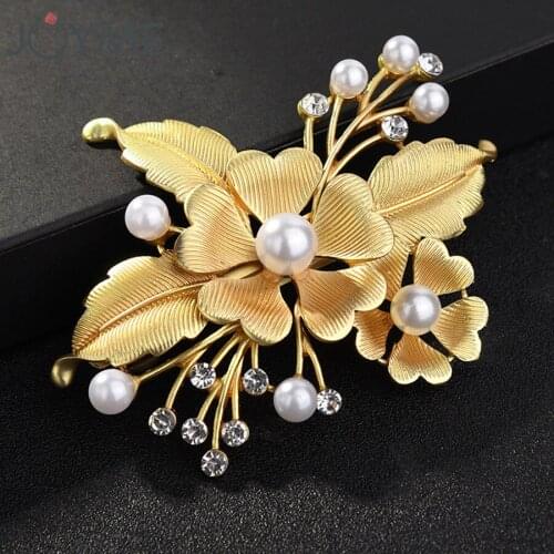 Joyme New Gold Color Flower Barrettes for Women Hair Clip with Pearls Headress Hairpin Hairgrips Hair Accessories Jewelry