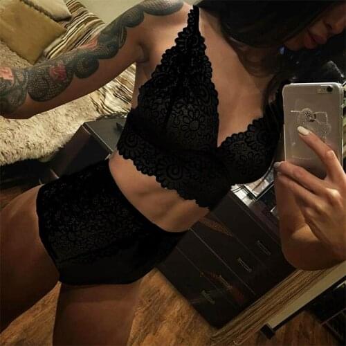 Women Bra Set Transparent Bra And Panty Set Lace Lingerie Seamless Erotic Underwear Set Red White Black Sexy Lingerie Feminina