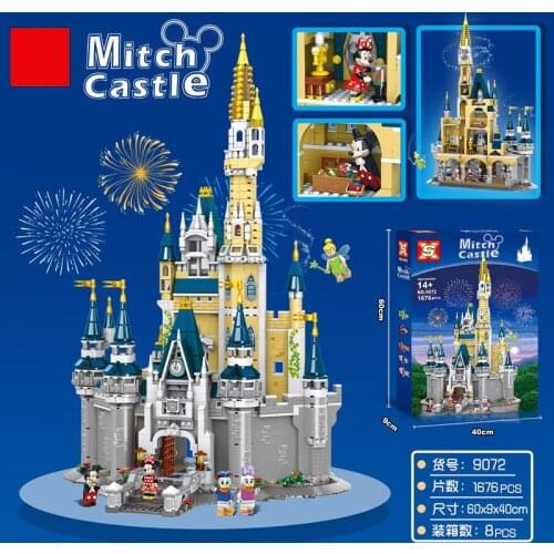 71040 Disney Castle Building Blocks 1676PCS Smaller Version Street View Brick Architectural Model Assembled For Girl Toys SX9072