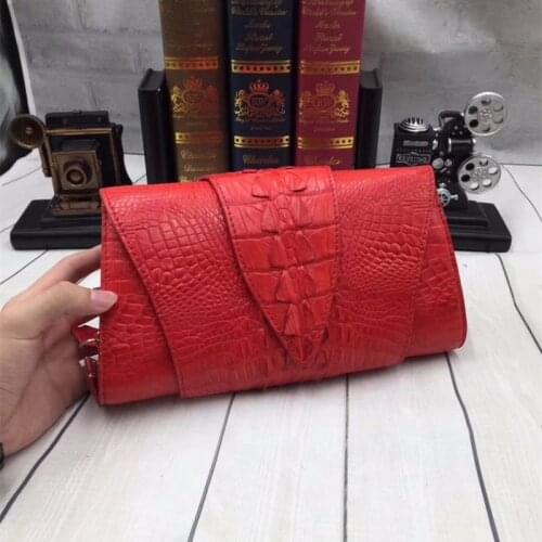 Fashion Designer Genuine Crocodile Leather Women Foldable Purse Lady Clutch Bag Exotic Alligator Skin Female Cross Shoulder Bag