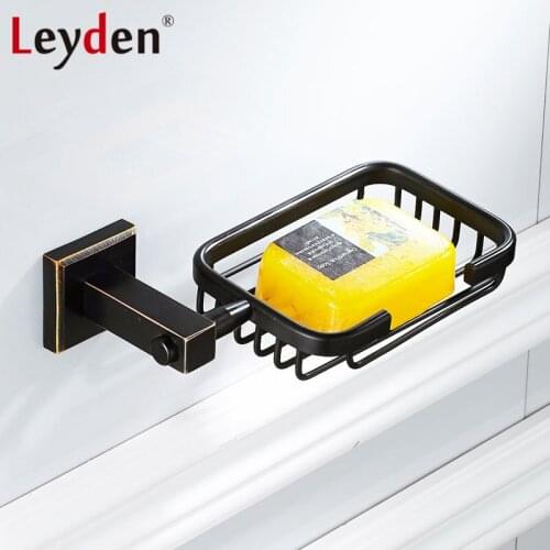 Leyden New Brass Oil Rubbed Bronze Soap Dishes Ceramic Soap Basket Wall Mounted Shower Soap Dish Holder Bathroom Accessories