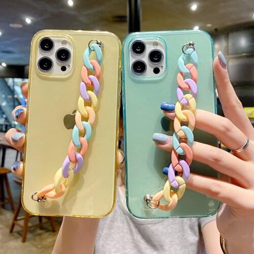 LOVECOM Luxury Colorful Chain Transparent Phone Case For iPhone 11 12 Pro Max XR XS Max 7 8 Plus Soft TPU Shockproof Back Cover