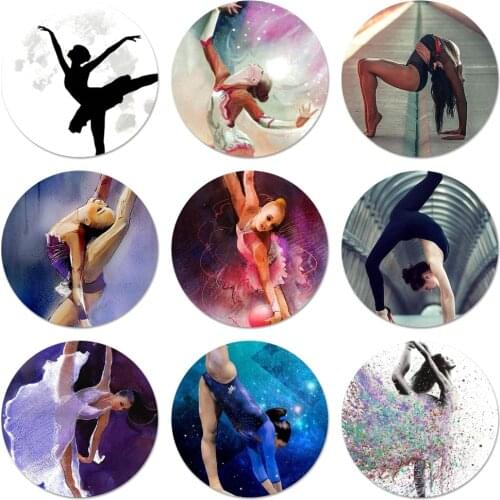 Love Gymnastics Oil Painting Icons Pins Badge Decoration Brooches Metal Badges For Backpack Decoration 58mm