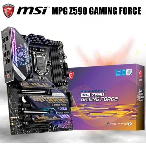 LGA 1200 MSI MPG Z590 GAMING FORCE Motherboard DDR4 128GB PCI-E 4.0 M.2 SATA3 Desktop Z590 Placa-Mãe 1200 ATX Overlocking New