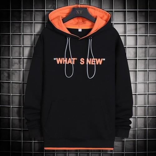 Men Casual Hoodies 2021 Autumn Fleece Sweatshirt Male Hip Hop Harajuku Hooded Pullover Letter Print Hip Hop Streetwear Hoodie