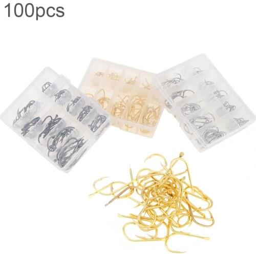100pcs/lot Fishing Hook Set 3-12# High Carbon Steel Single Fishhooks Jip Barbed Carp Hooks No Hole with Box