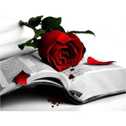 New 5d diamond painting red rose book pattern full square / round drill diamond embroidery sticker 3d diamond mosaic decorative