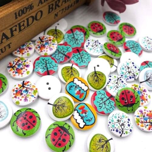 New 25/50pc European Style Tree Wood Buttons 20mm Sewing Mix Lots WB183