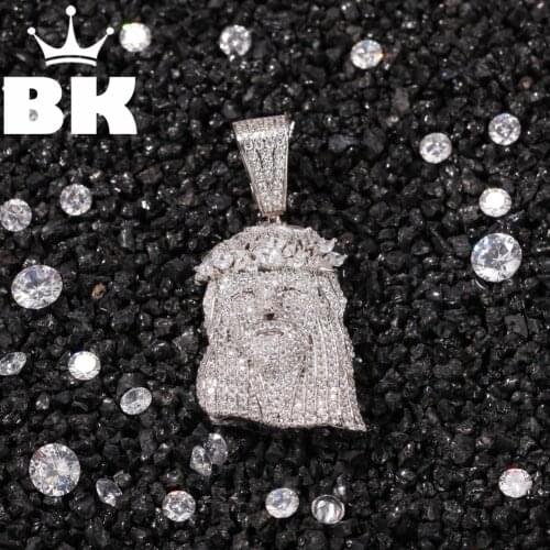 THE BLING KING Custom Cartoon Jesus Necklace HipHop Full Iced Out Cubic Zirconia gold sliver CZ Stone Lovely Top Quality Hiphop
