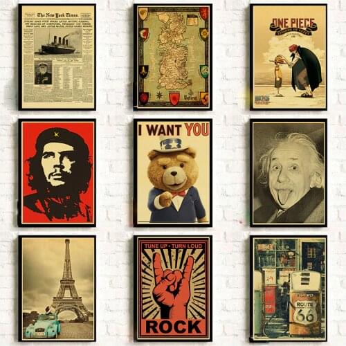 Retro Poster Classic Nostalgic Posters Vintage Kraft Paper Bar Cafe Decoration Wall Stickers Room Decoration Painting