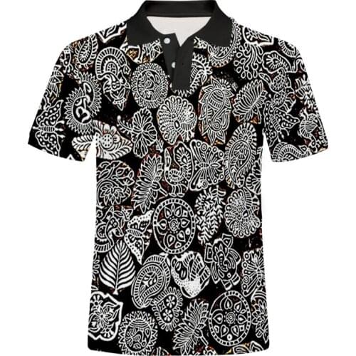 UJWI Summer Black Whitefashion Printing Cartoon 3D Casual Polo Shirts Street Animal Leaf Flower Oversizeds Sports Tracksuit 5XL