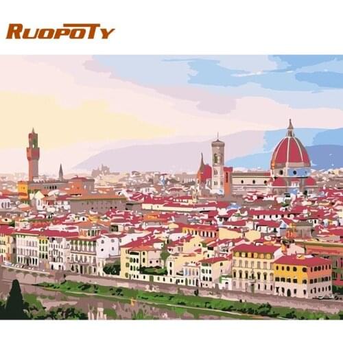 RUOPOTY DIY Oil Painting By Numbers Kits For Adults Modern City Landscape Paint Color Canvas Acrylic Drawing Art Home Wall Decor