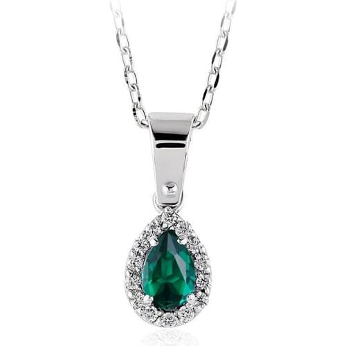 Symbol Gold 0.30 Carat Diamond Emerald Necklace Sexy Trend Fashion Jewelry Stylish Brilliant Eye-catching Pendant For Women