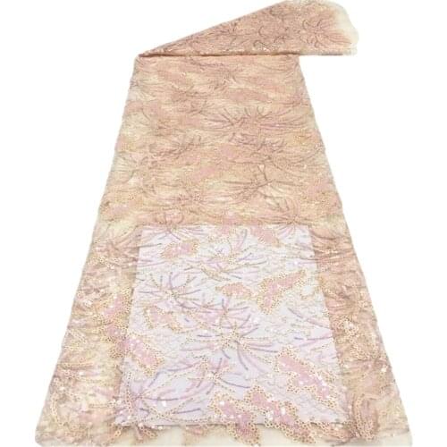 SJ Lace New Design African Lace Fabric Wholesale French Lace Fabric 2021 High Quality Nigerian Tulle Sequins Lace Fabric ST5-13