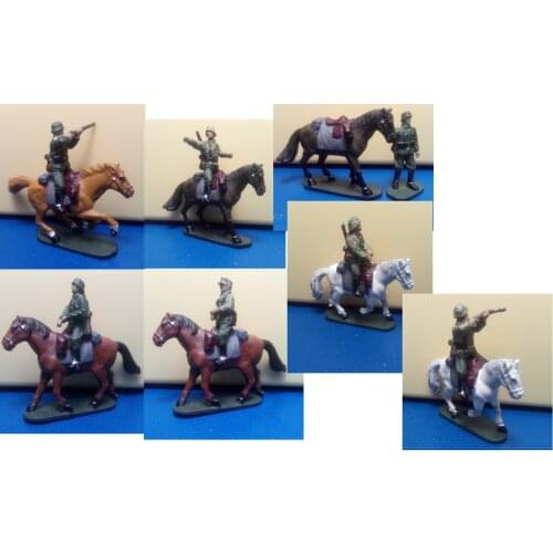 Super mini pvc figure 1:72 painted WWII German Cavalry model 7pcs/set