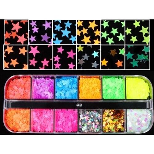 Luminous Nail Art Glitter Flakes Sequins Love Heart Butterfly Stars Paillette Fluorescence Phone Case Polish Manicure Decor