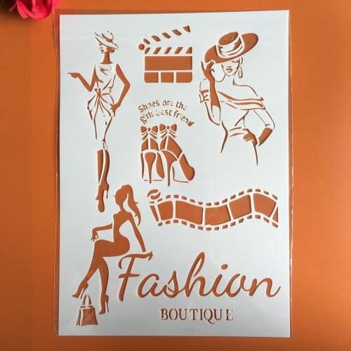 A4 29 * 21cm beauty Girl DIY Stencils Wall Painting Scrapbook Coloring Embossing Album Decorative Paper Card Template