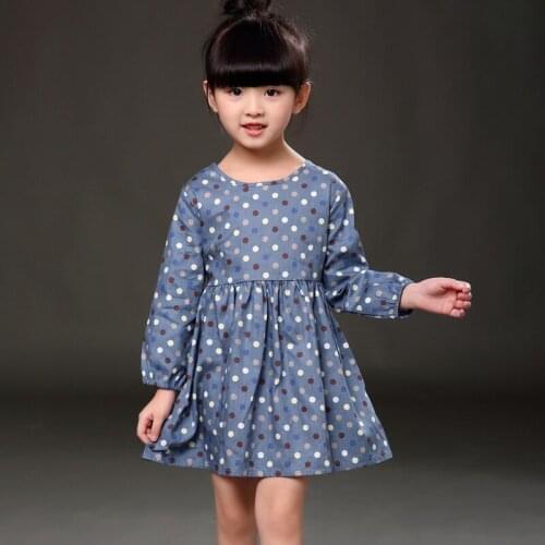 Spring Girl Dress Cotton Long Sleeve Children Dresses Polka Dot Kids Dresses for Girls Fashion Girls Clothing