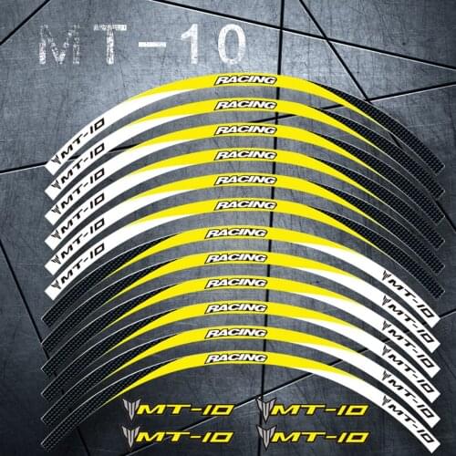 High quality motorcycle front&Rear Edge Outer Rim Sticker 17inch Wheel Reflective waterproof Decals For YAMAHA MT-10