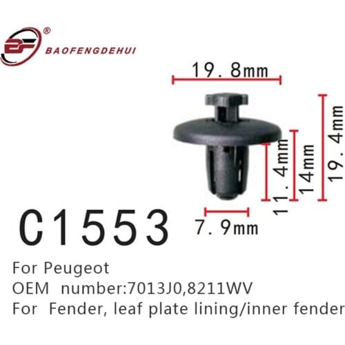 Auto Inner Fender Fastener For Peugeot 7013j0,8211wv Fender, Leaf Plate Lining Clips