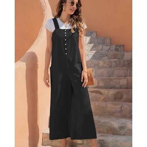 Woman Jumpsuits Summer Loose Plus Size Cargo Pants Casual Harajuku Vintage Long Sling Jumpsuit Wide Leg Pant Met Y2k Combination