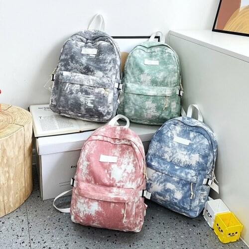 Womens Backpack Multi-Pockets Kawaii Tie Dye Backpack Teenager Girls School Bags Harajuku Aesthetic Large Capacity Travel Bag
