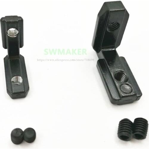 1pcs T Slot L Type 90 Degree 2020 EU Aluminum Profile Inside Corner Black Connector Bracket With Screw for CNC 3D printer