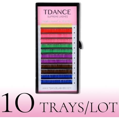 Tdance 7 Colors 10 Trays/Lot Rainbow Volume Eyelash Extension Colored Thickness 0.07mm Soft Cilios Light Natural Makeup Tools