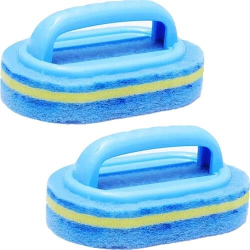 2PCS Kitchen Cleaning Bathroom Toilet Kitchen Cleaning Bath Brush Handle Sponge Bath BottomBathtub Ceramic Cleaning Tools