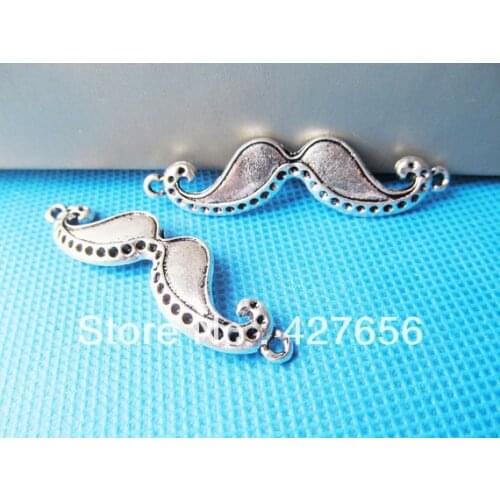 20pcs Antique Silver tone Mustach for Diamond/Limestone Connector Charm/Finding CN0005-4