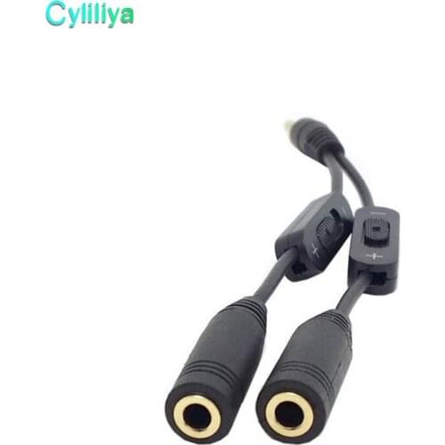 300pcs 3.5mm Male to 2 Female Stereo Audio Y Splitter Adapter Cable w/ Volume Control