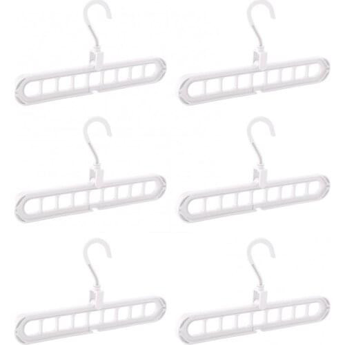 6PCS/Lot Clothes Hanger Multi-port Support Circle Clothes Drying Racks 9 Hole Rotating Multifunction Plastic Scarf Storage Rack