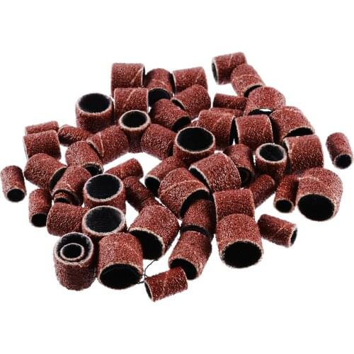 60pcs Sanding Bands Drum Kit With 3pcs 1/2 3/8 1/4" Rubber Drum Mandrels Fit Dremel Nail Drill Sandpaper Shank Rotary Tools