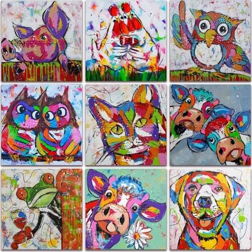New Diamond painting Animals Colorful Cattle Cow Pig chicken owl cat frog dog 5D DIY Full Square Drill embroidery 3D mosaic HC02