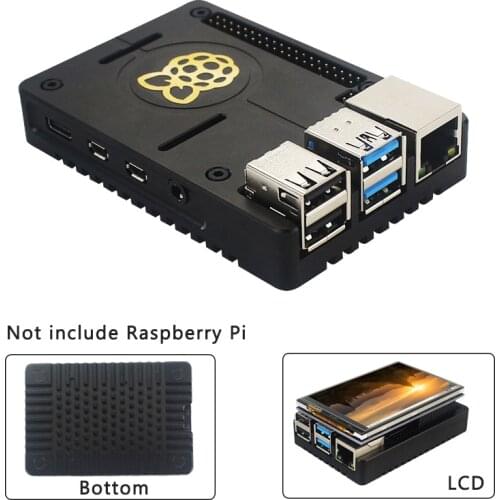 Raspberry Pi 4 CNC Aluminum Case Passive Cooling Metal Shell compatiable 3.5 inch Touch Screen LCD for Raspberry Pi 4 Model B
