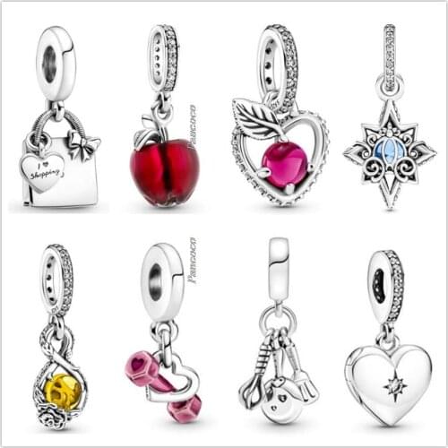 Authentic 925 Sterling Silver l I Love Shopping Handbag With Heart Charms Bead Fit Pandora Bracelet & Necklace Jewelry