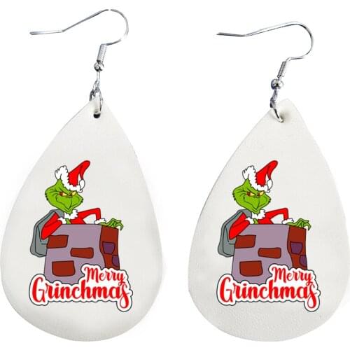 Buffalo Plaid Earrings Christmas Faux Leather Diy Grinch With Hat Santa Gift