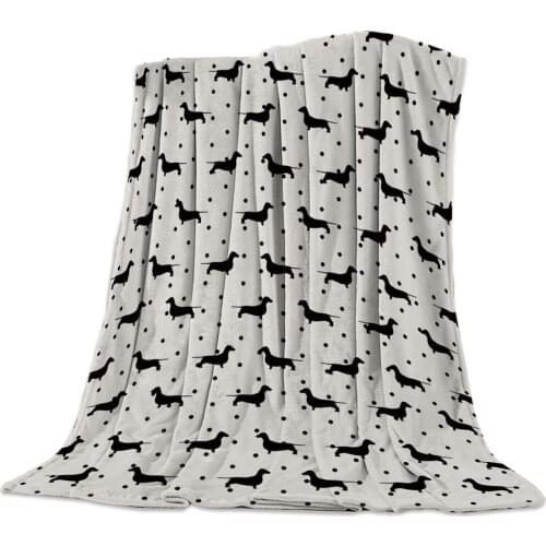 Dot And Dog Pet Repeat Flannel Blanket Portable Soft Throw Blanket Warm Microfiber Blankets for Beds