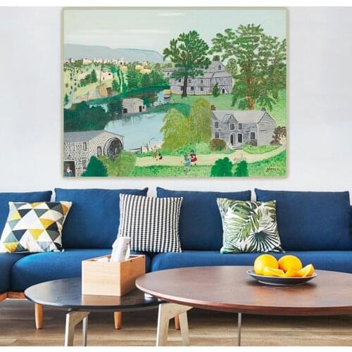 Holover Grandma Moses"The Willow Mill"Anna Mary Robertson Canvas Oil Painting Western Art Decor Poster Wall Aesthetic Decoration